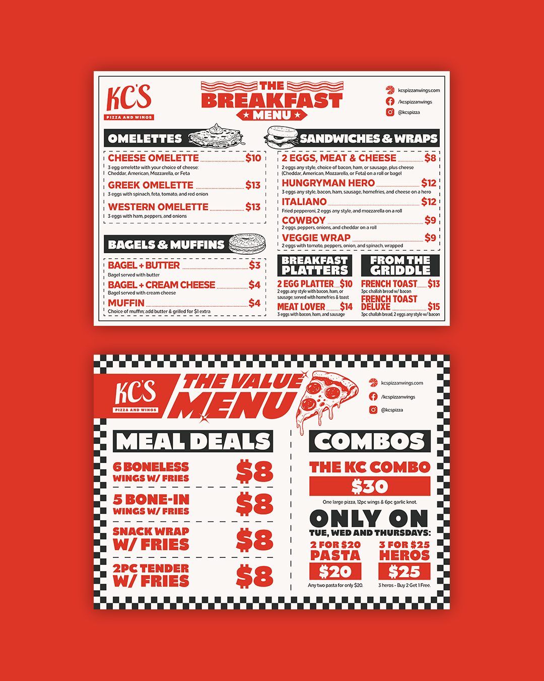 Menus for KC's Pizza & Wings